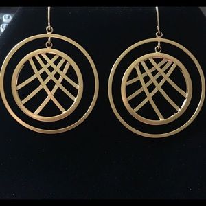 Gold Hoops W/ Round Pattern Earrings